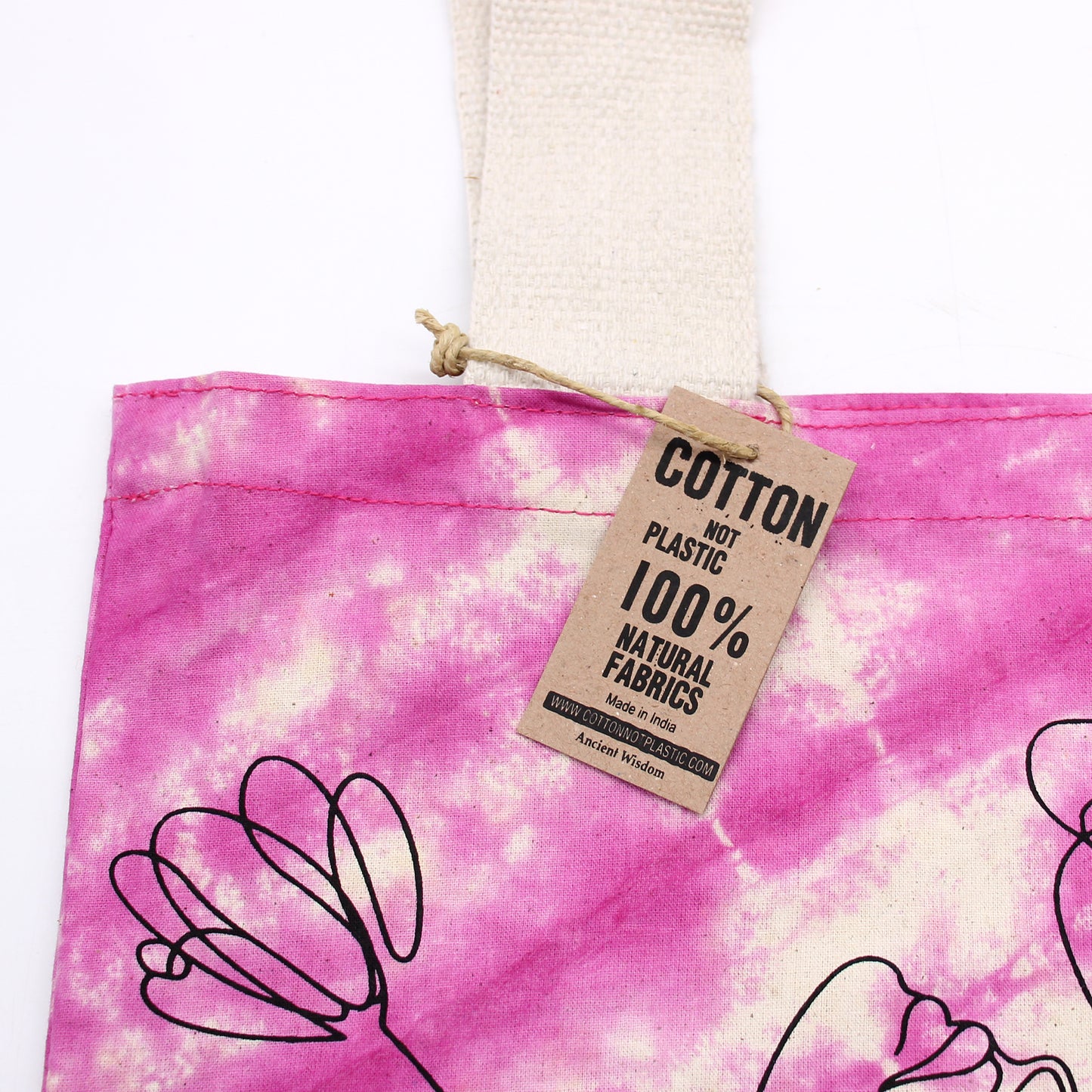 Tye-Dye Cotton Bag (6oz) - 38x42x12cm - Mandela - Green/Blue - Natural Handle