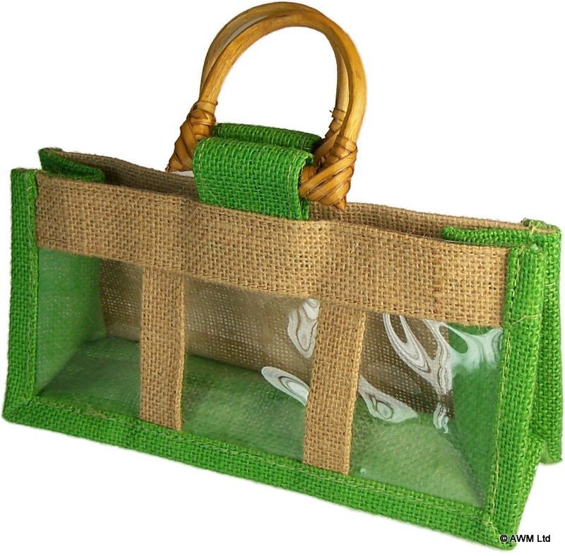 Three Jar Jute Gift Bag - Green