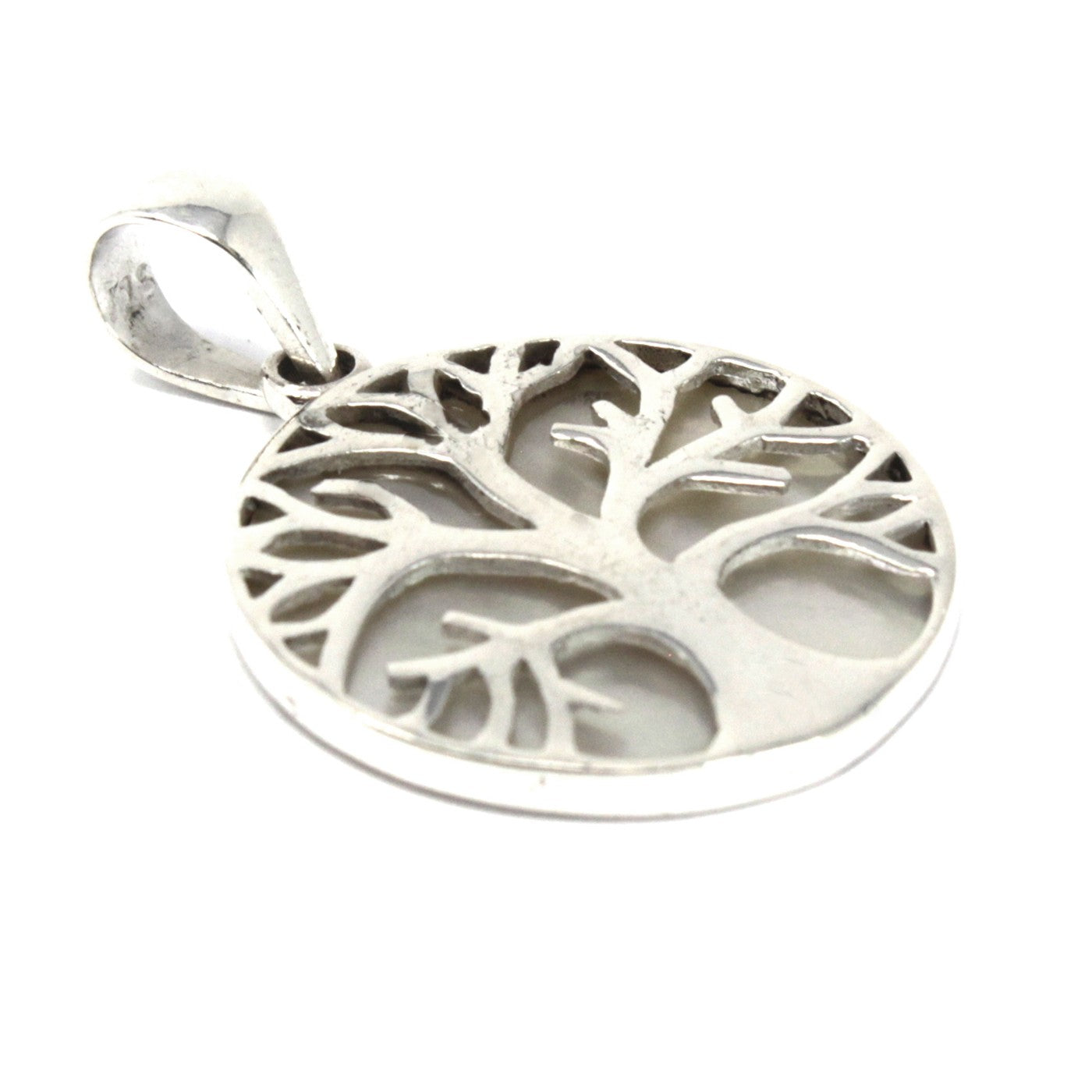 Tree of Life Silver Pendant 22mm - Mother of Pearl