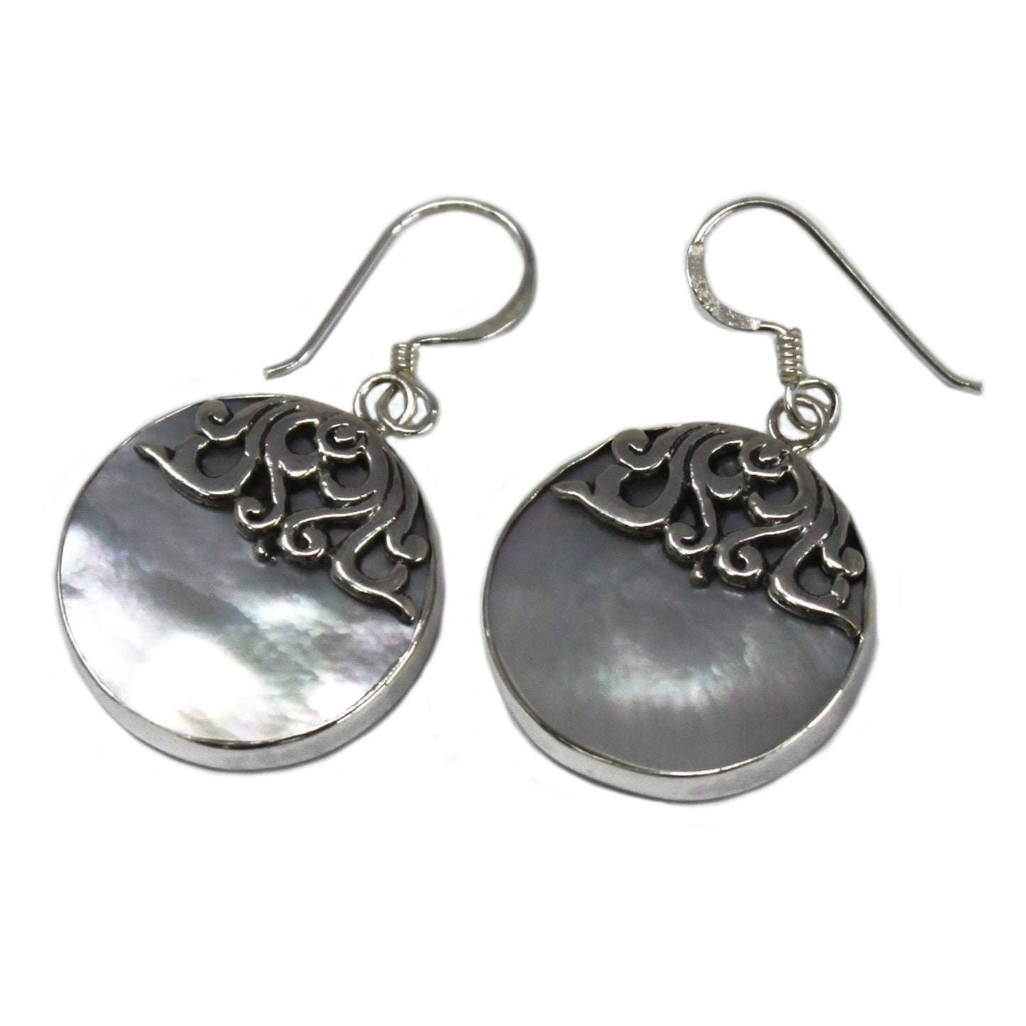 Shell & Silver Earrings - Classic Disc - MOP