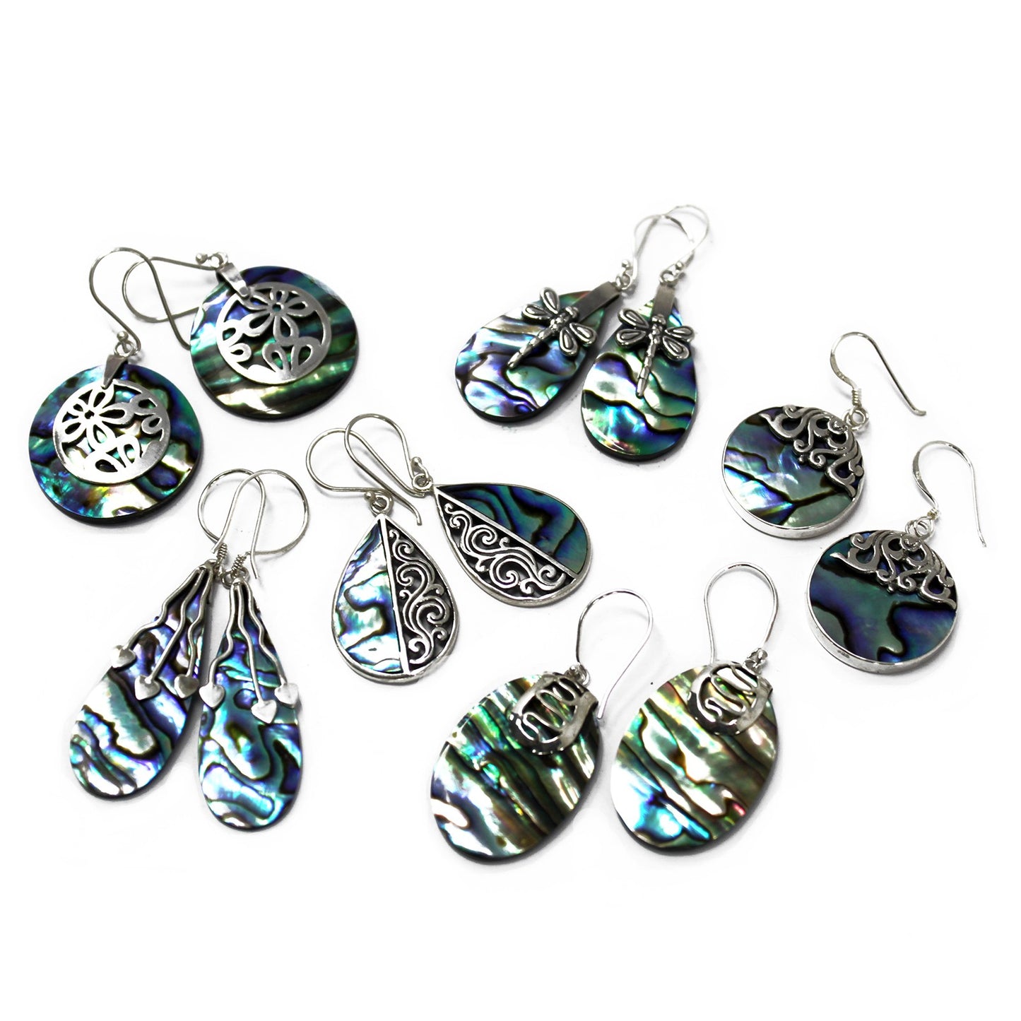 Shell & Silver Earrings - Teardrop- Abalone