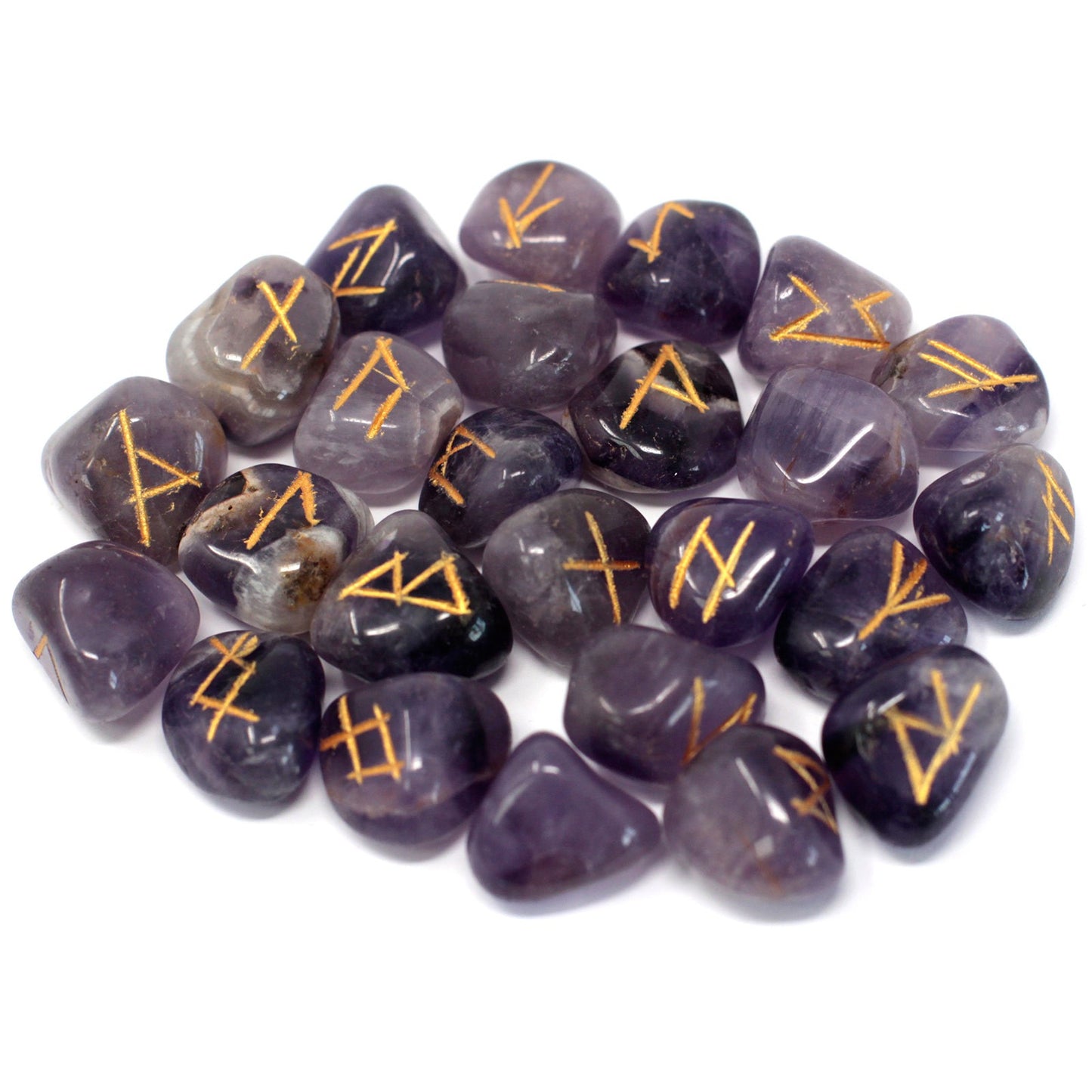 Runes Stone Set in Pouch  - Amethyst