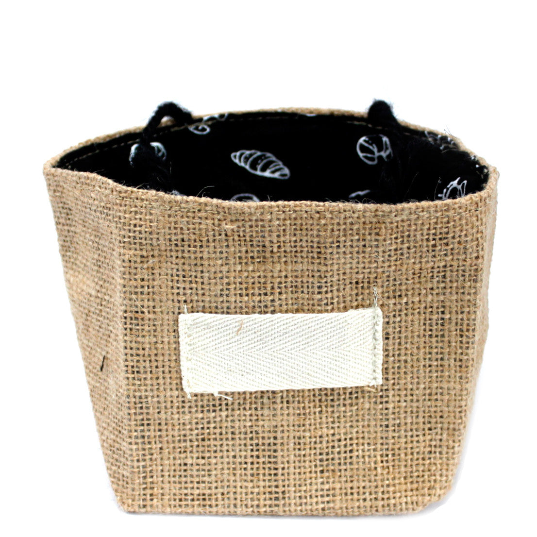 Natural Jute Cotton Gift Bag - Black Lining - Medium