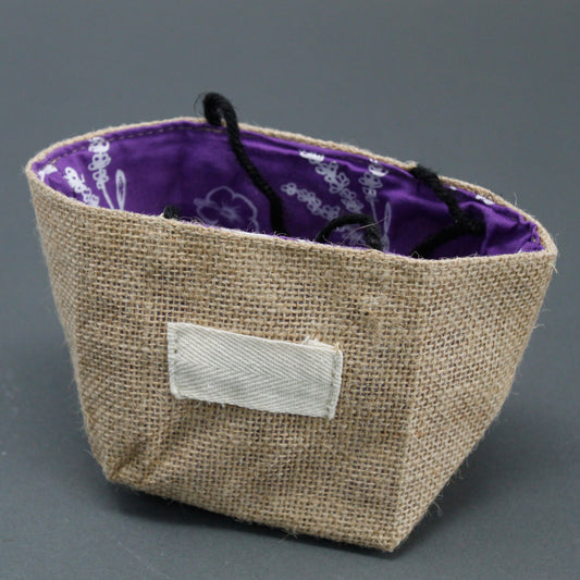 Natural Jute Cotton Gift Bag - Lavender Lining - Medium