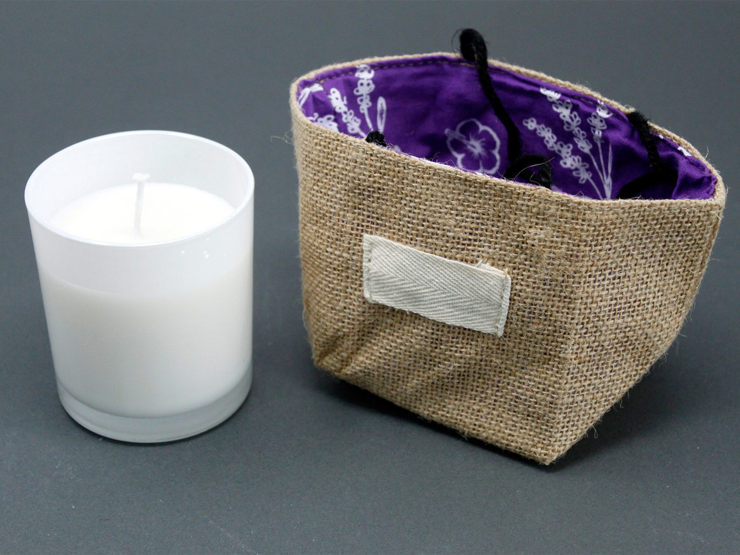 Natural Jute Cotton Gift Bag - Lavender Lining - Medium