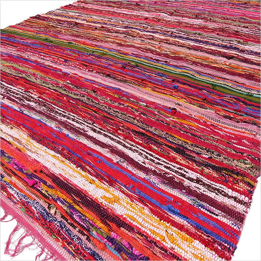 150 x 90cm Luxury Rag Rug - Red