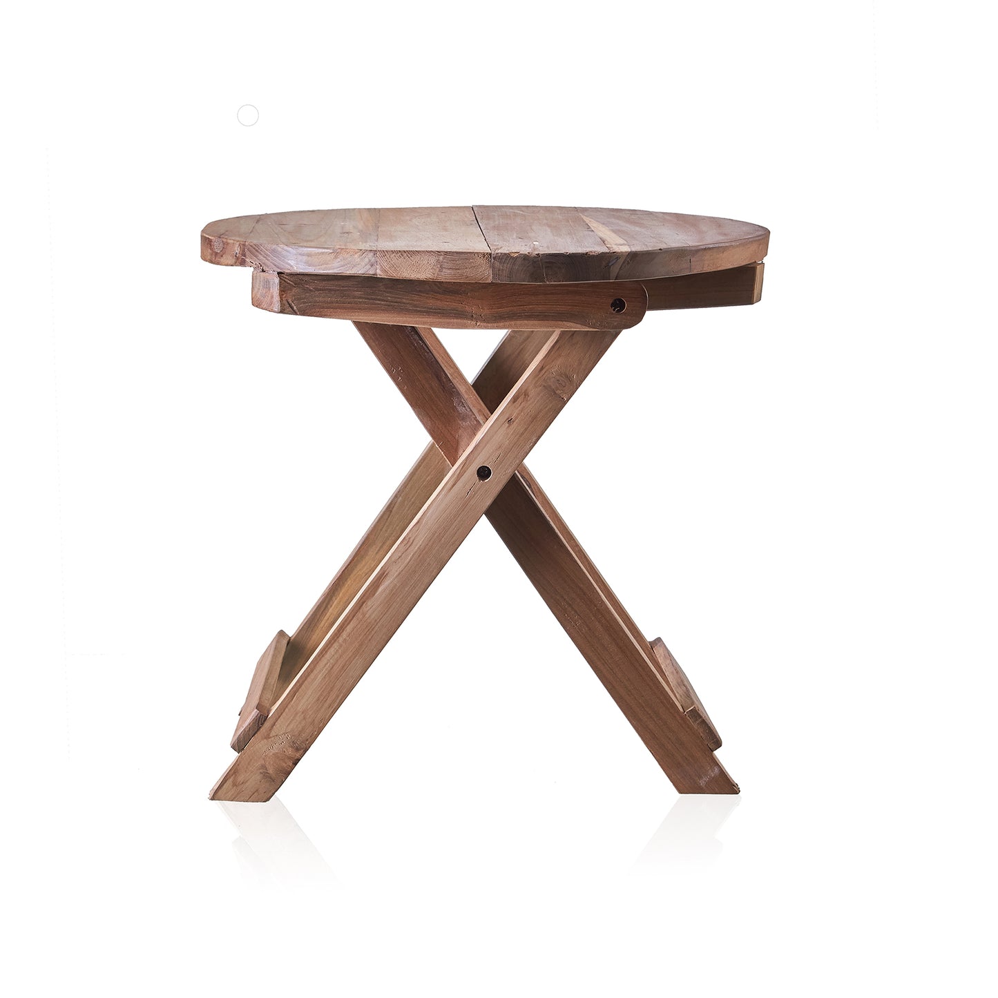 Round Folding Coffee Table - 50cm - Recycled Wood