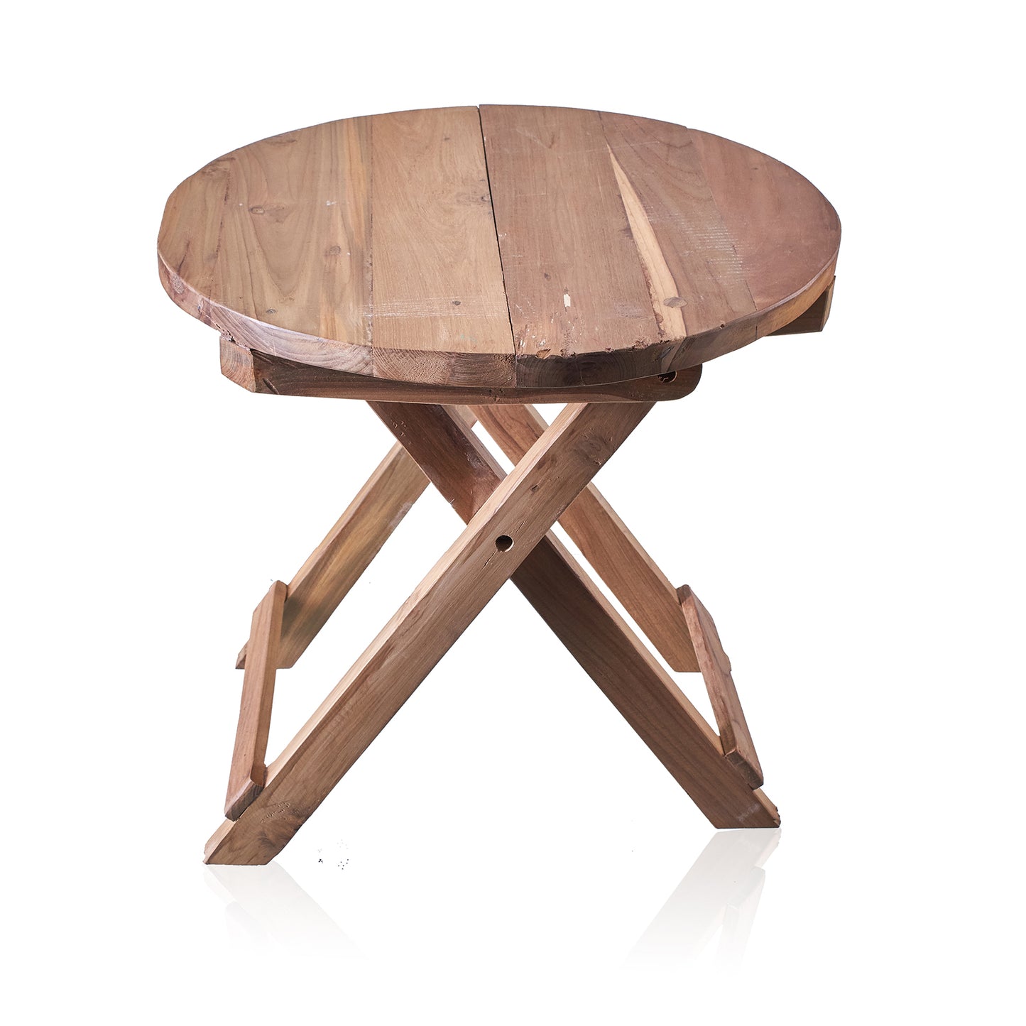 Round Folding Coffee Table - 50cm - Recycled Wood