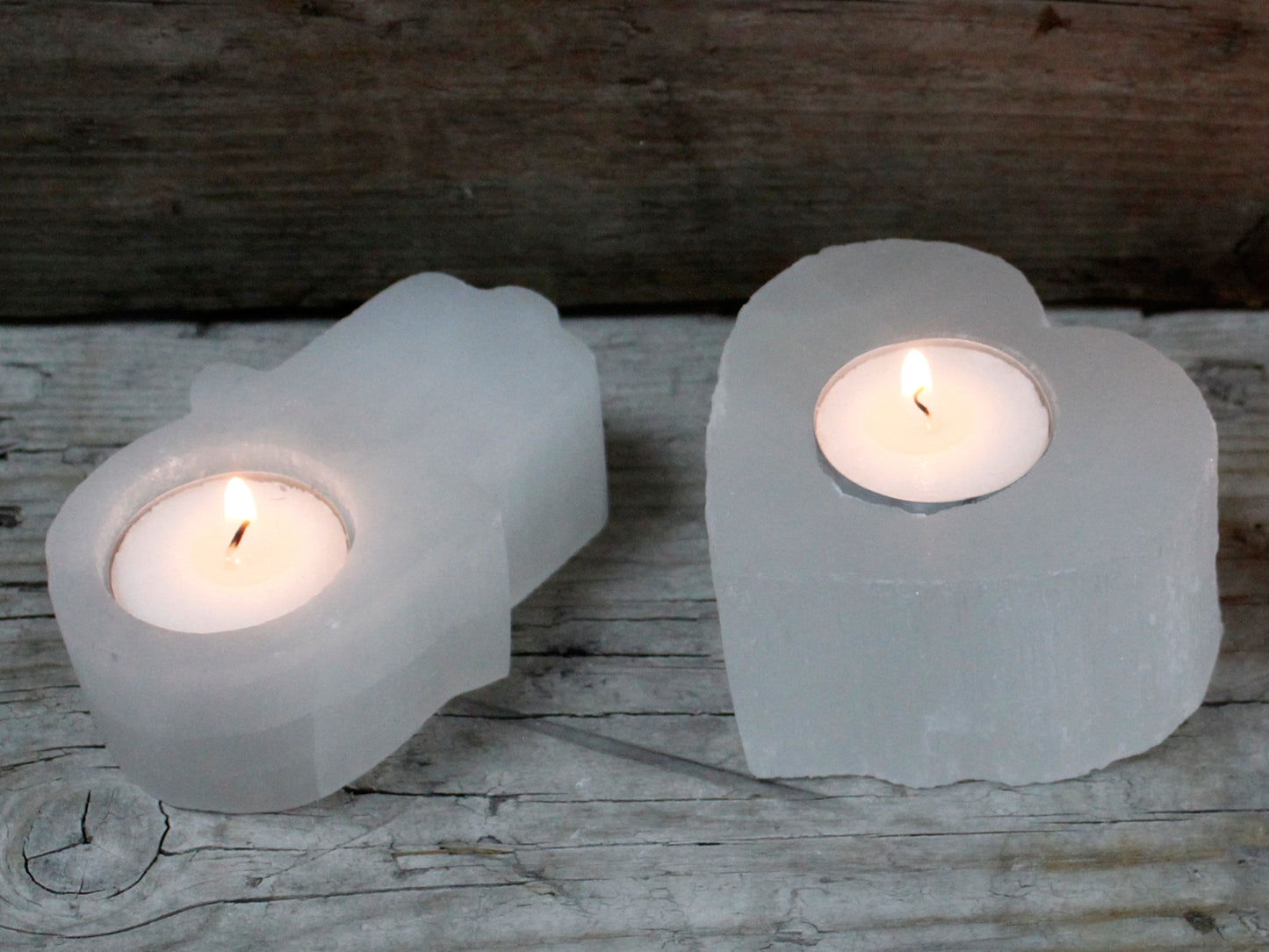 Selenite Heart Candle Holder