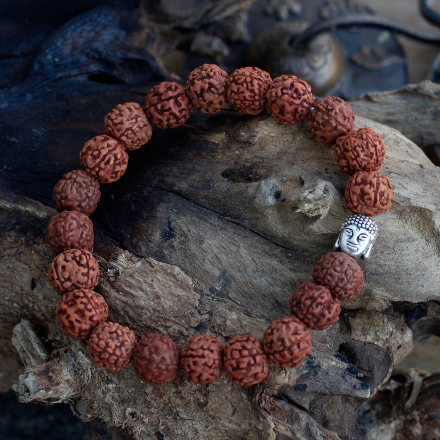 Rudraksha Buddah Bangle Mala - Brown