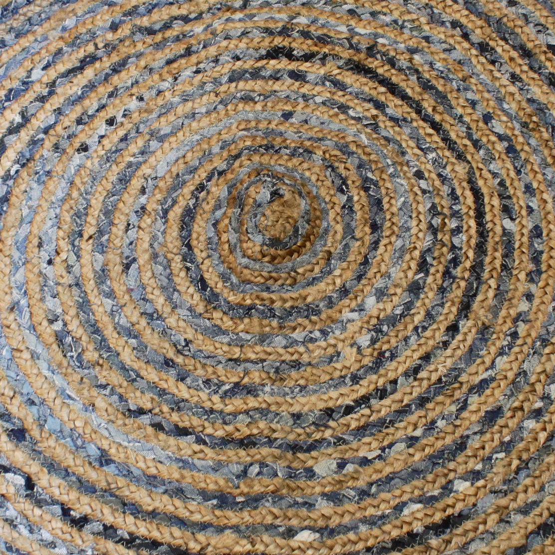 Round Jute and Recycle Denim Rug- 90 cm