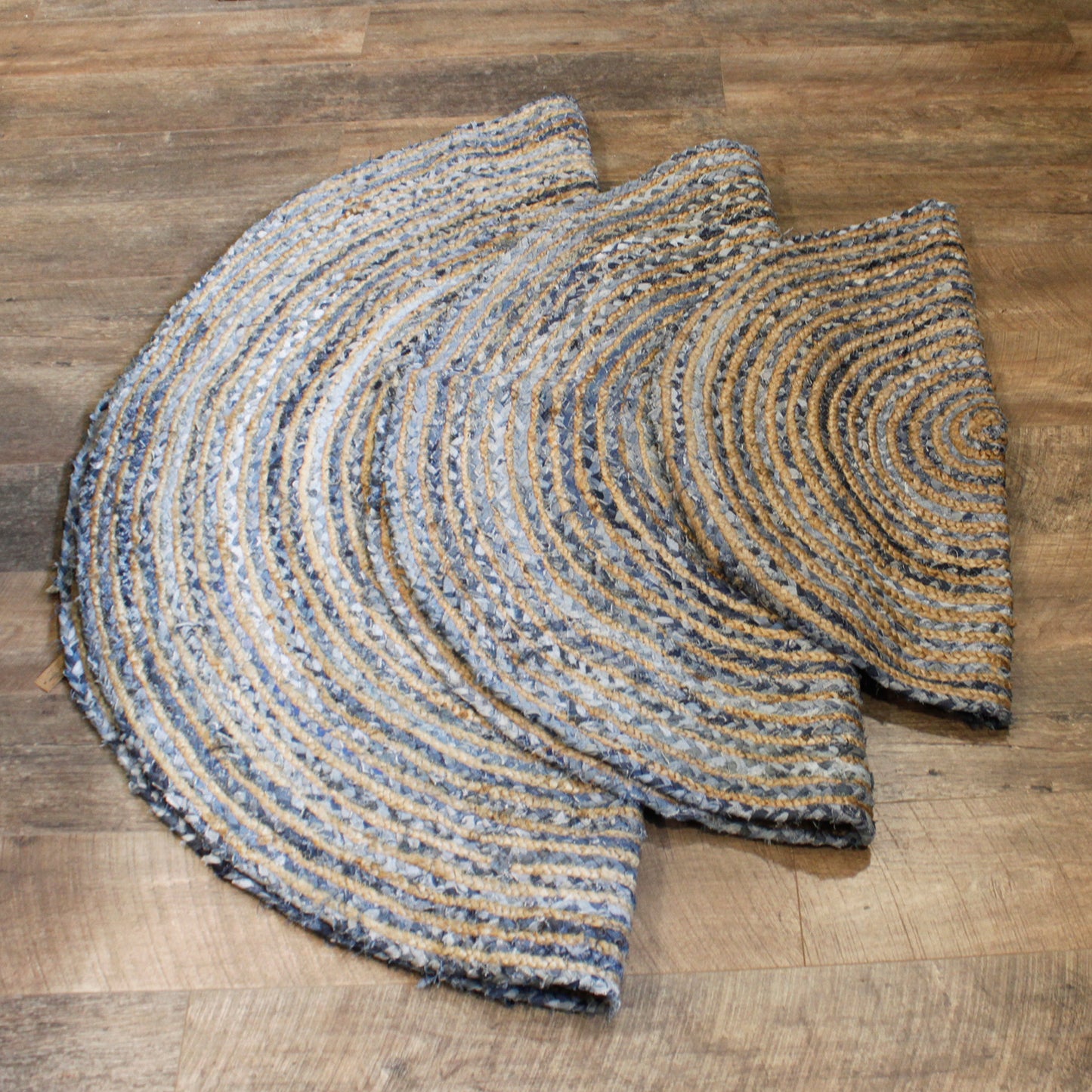 Round Jute and Recycle Denim Rug - 150 cm