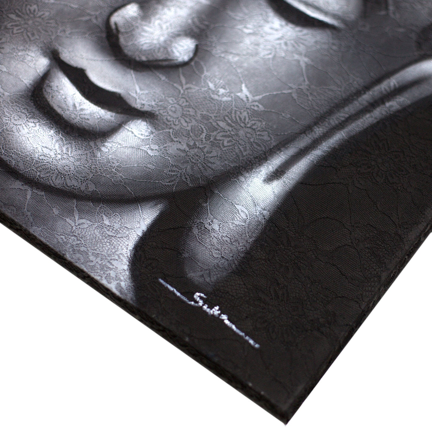 Buddha Painting - Grey Brocade Detail