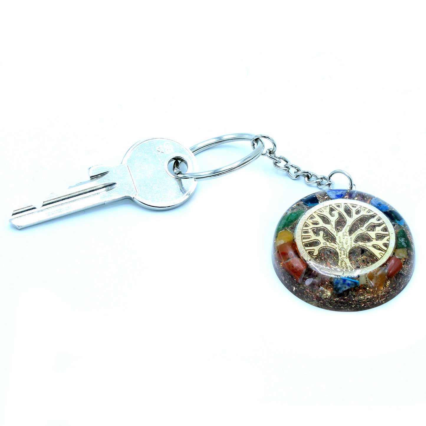 Orgonite Power Keyring - Gemstones Chakra Tree of Life