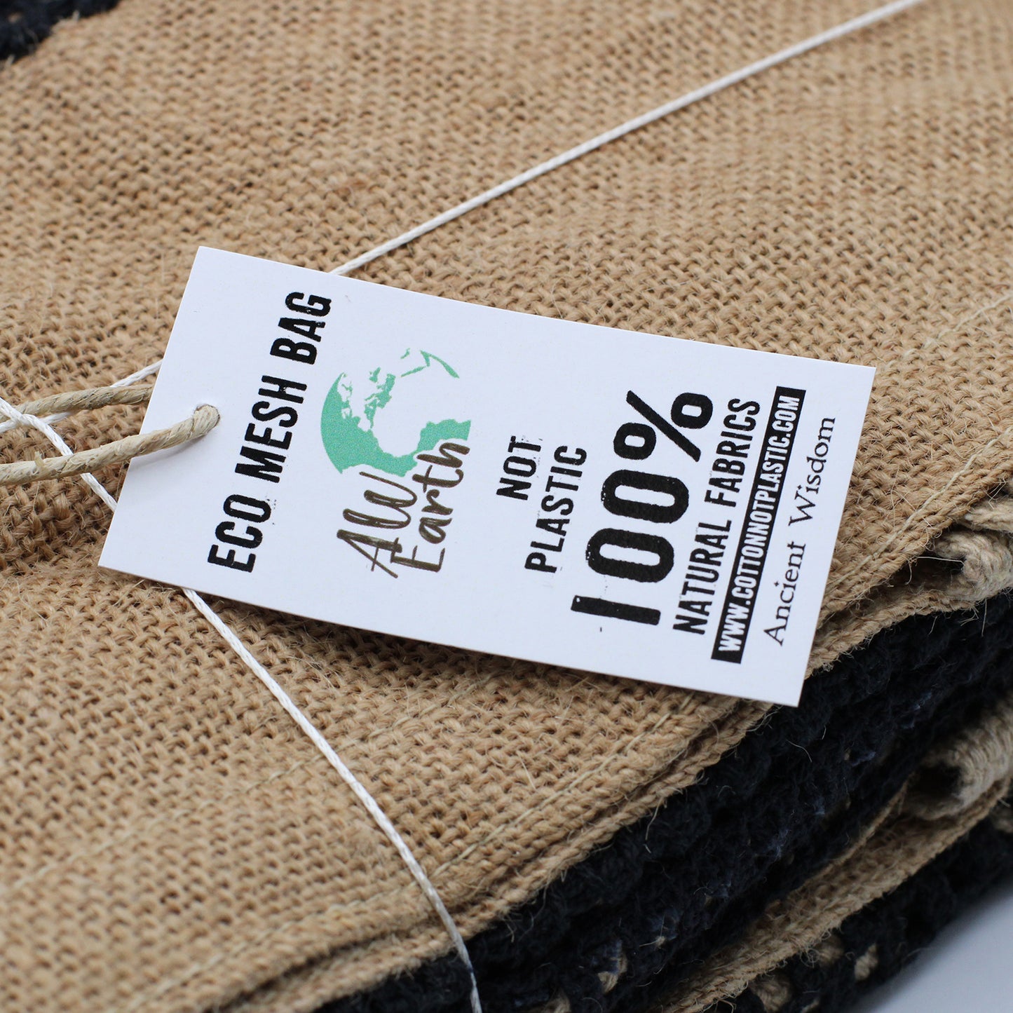 Pure Soft Jute and Cotton Mesh Bag - Natural