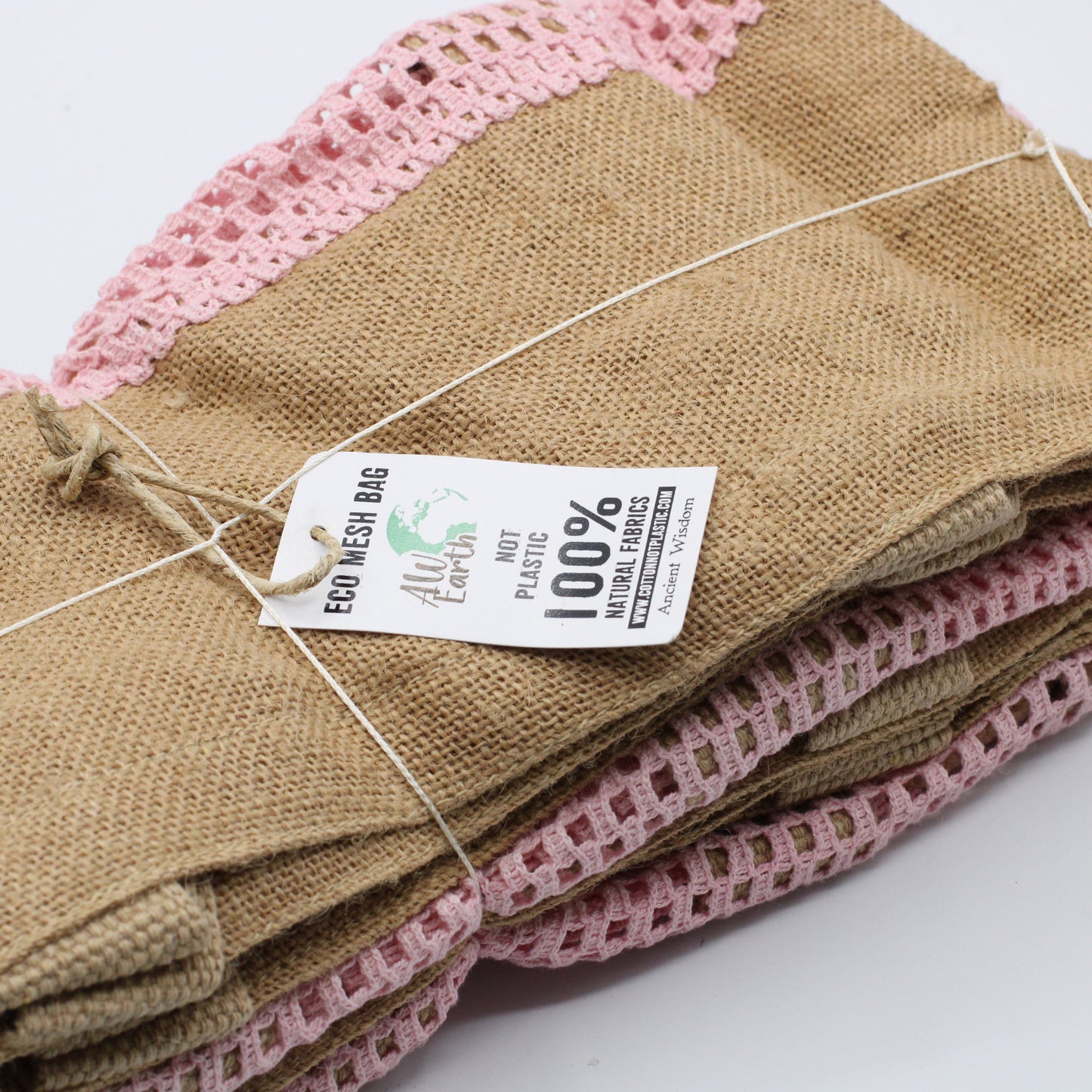 Pure Soft Jute and Cotton Mesh Bag - Rose