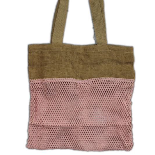 Pure Soft Jute and Cotton Mesh Bag - Rose