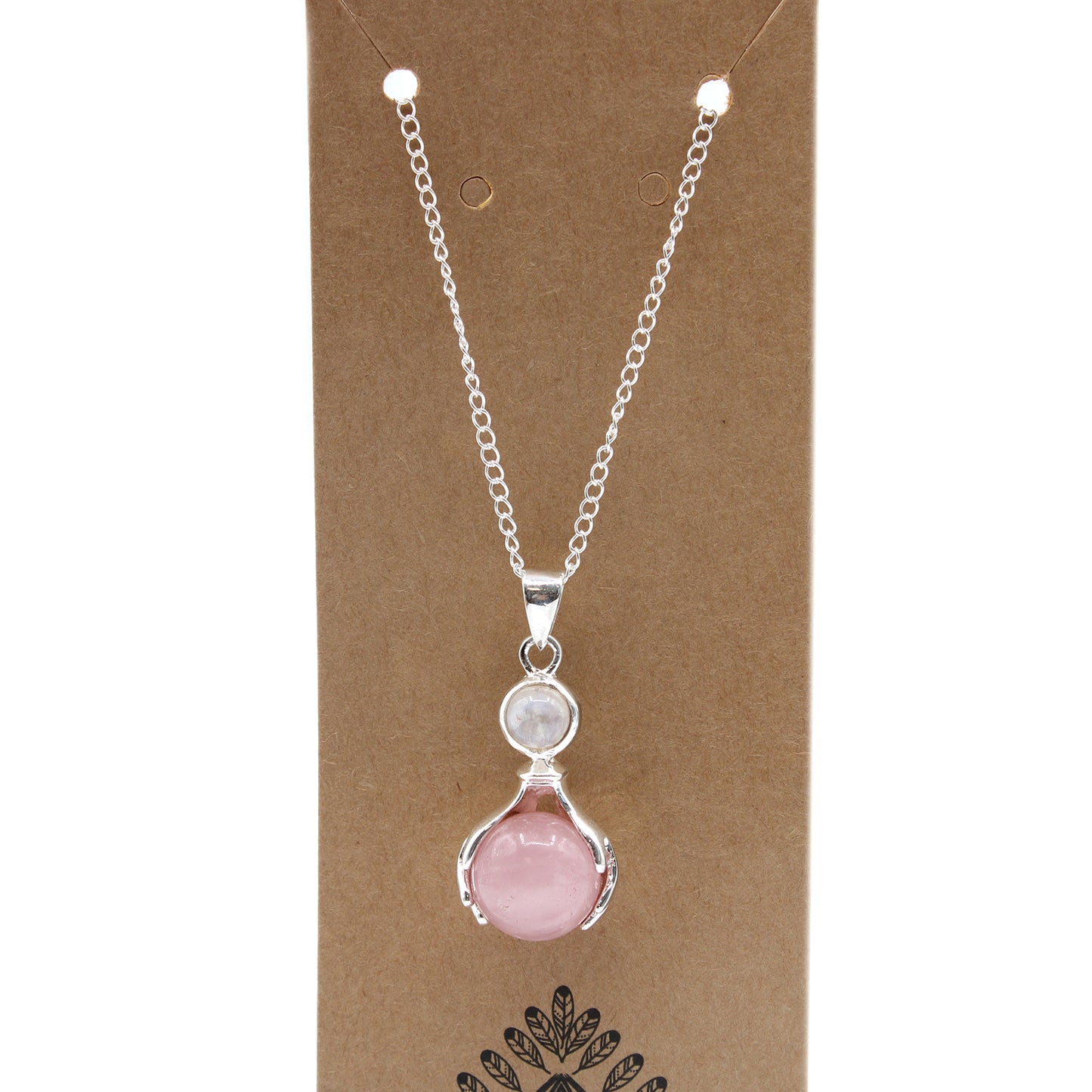 Gemstone Healing Hands Pendant - Rose Quartz