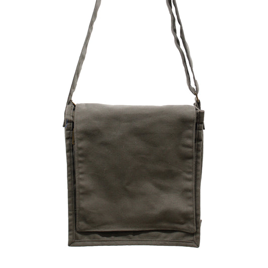 Cotton Canvas Messenger Bag - Graphite