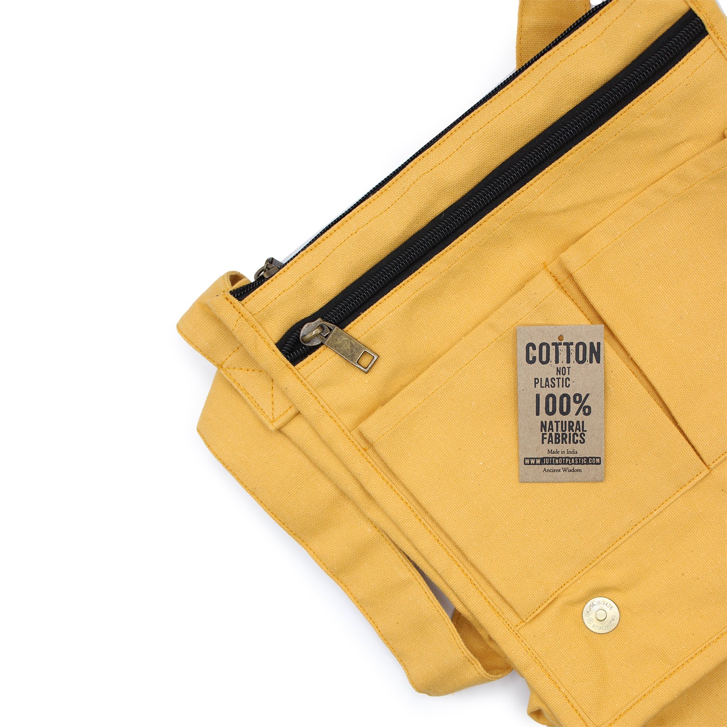 Cotton Canvas Messenger Bag - Yellow