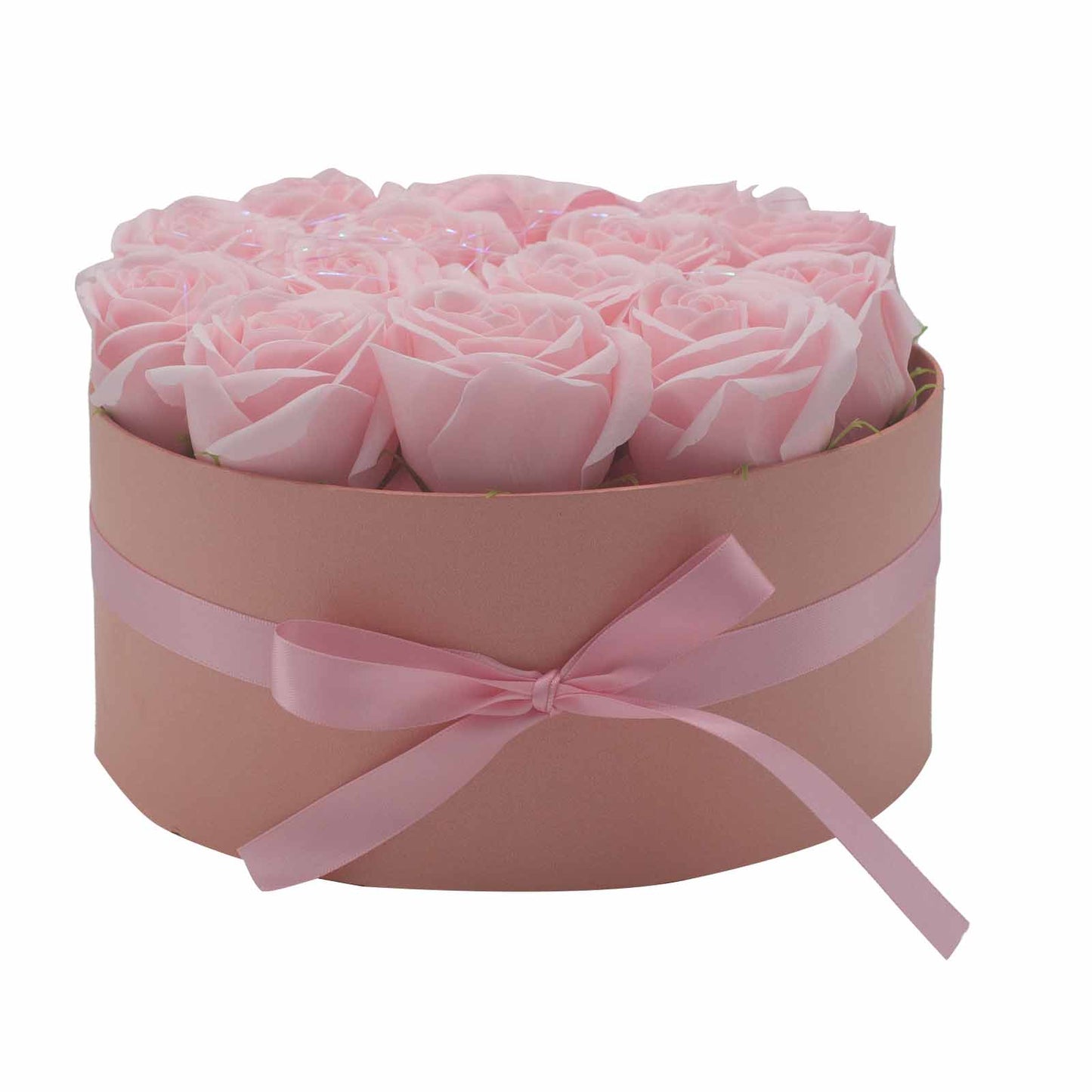 Soap Flower Gift Bouquet - 14 Pink Roses - Round