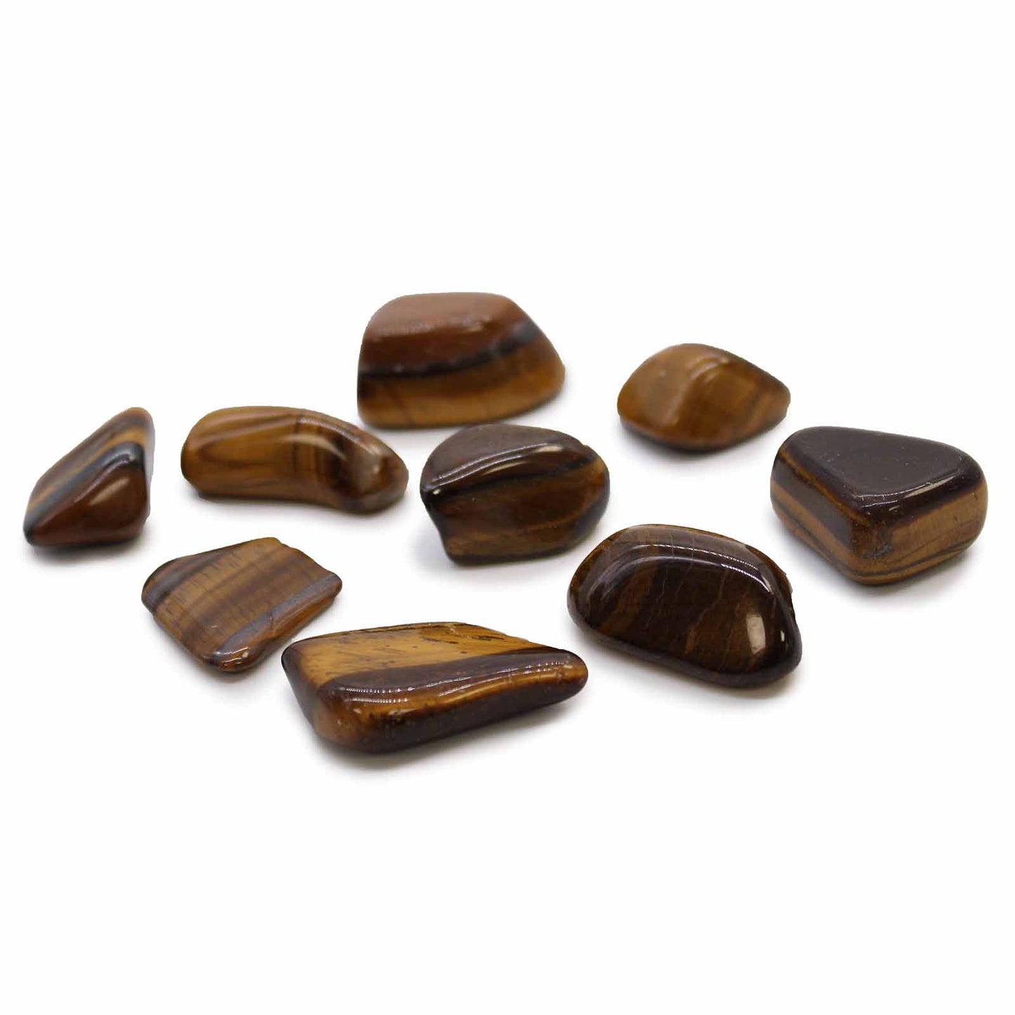 L Tumble Stones - Tiger Eye - Gold