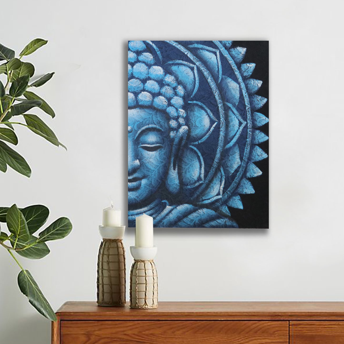 Blue Half Buddha Mandala 60x80cm