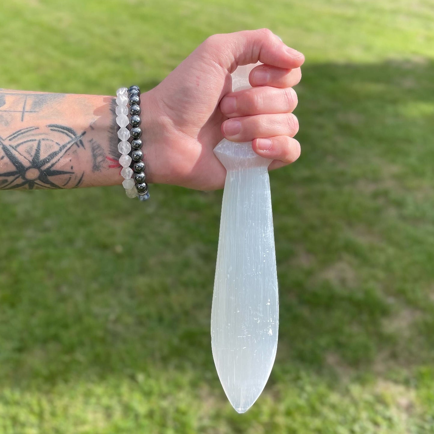 Selenite Lrg Ritual Knife - Spiral (25cm)