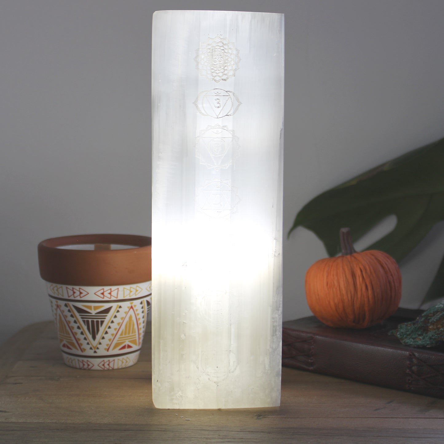 Selenite Block Lamp 25cm - Chakra Lamp