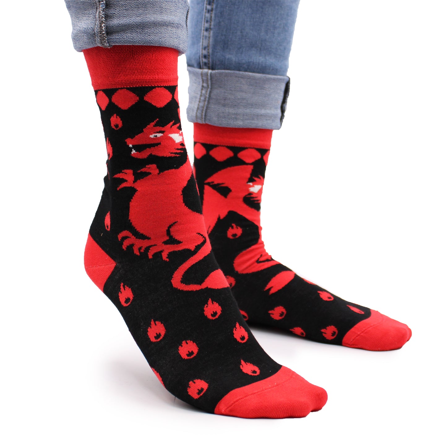 Hop Hare Bamboo Socks S/M - Red Dragons