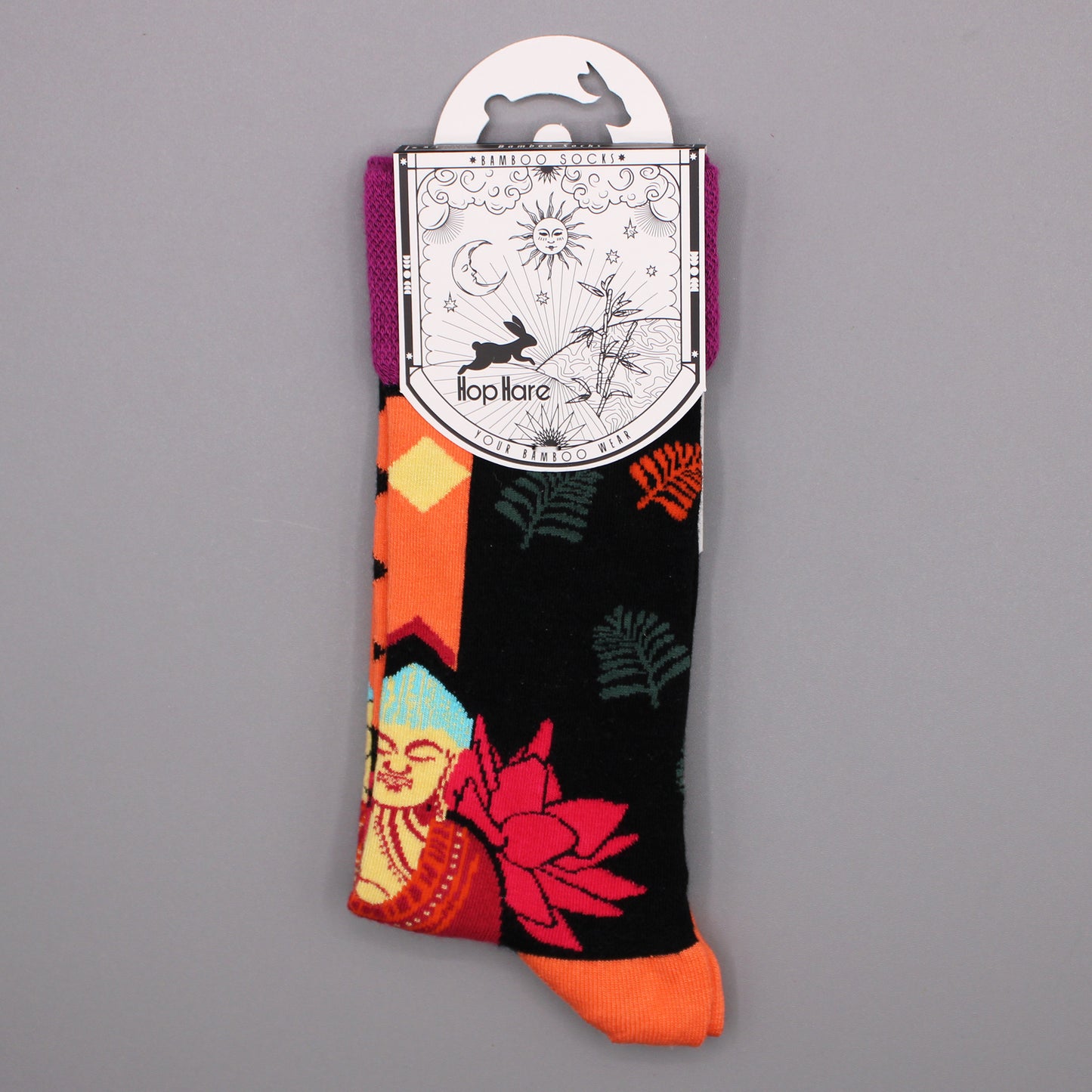 Hop Hare Bamboo Socks S/M - Pink Buddha & Lotus