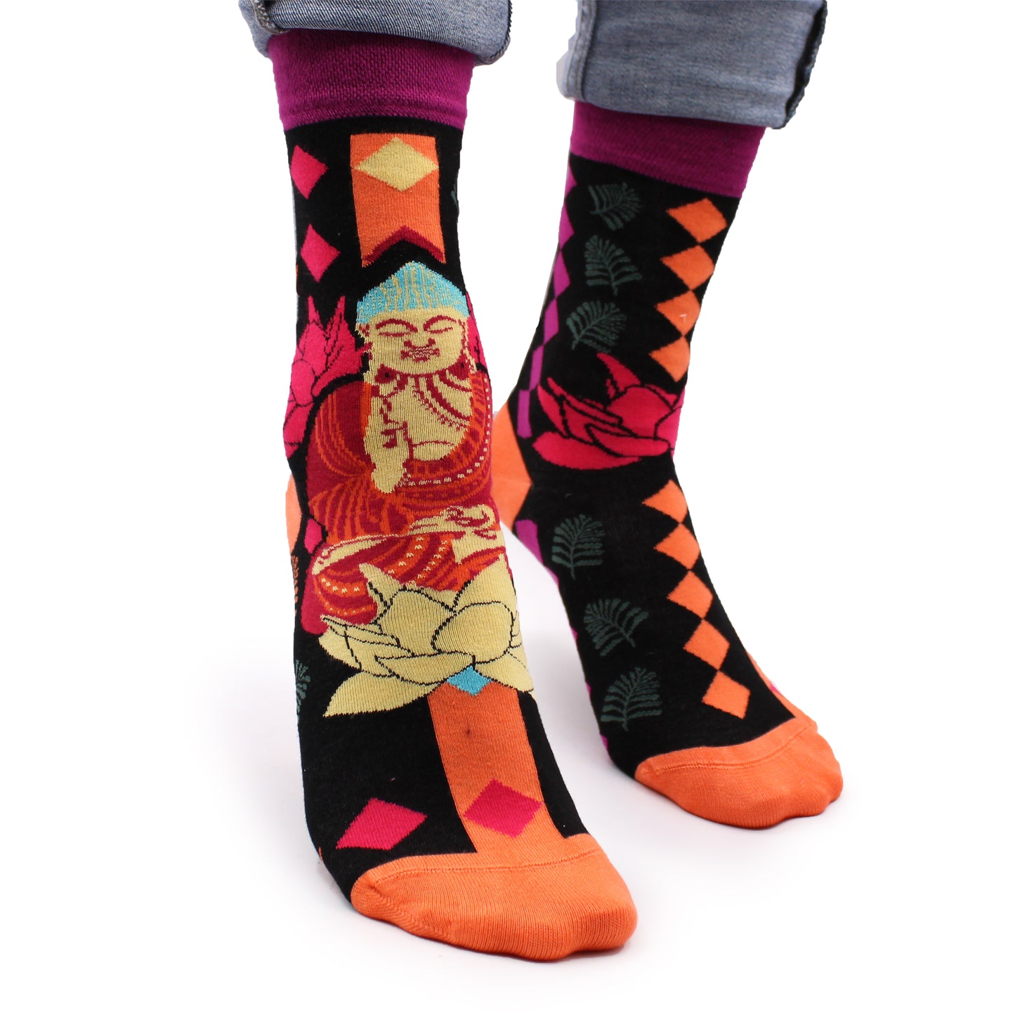 Hop Hare Bamboo Socks S/M - Pink Buddha & Lotus