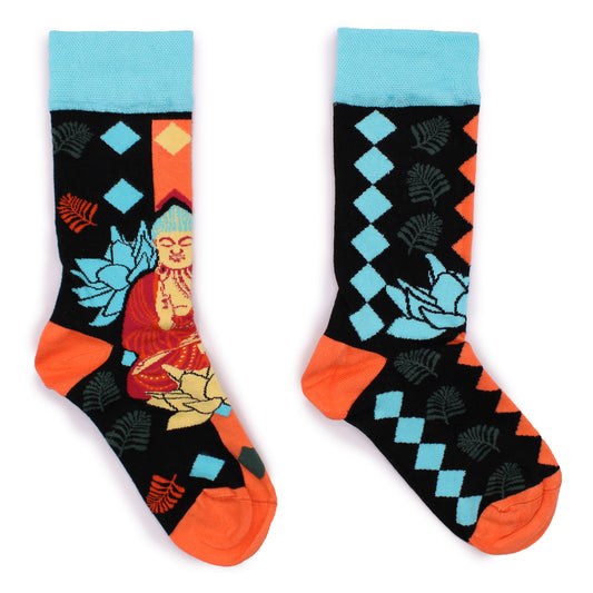 Hop Hare Bamboo Socks M/L - Blue Buddha & Lotus