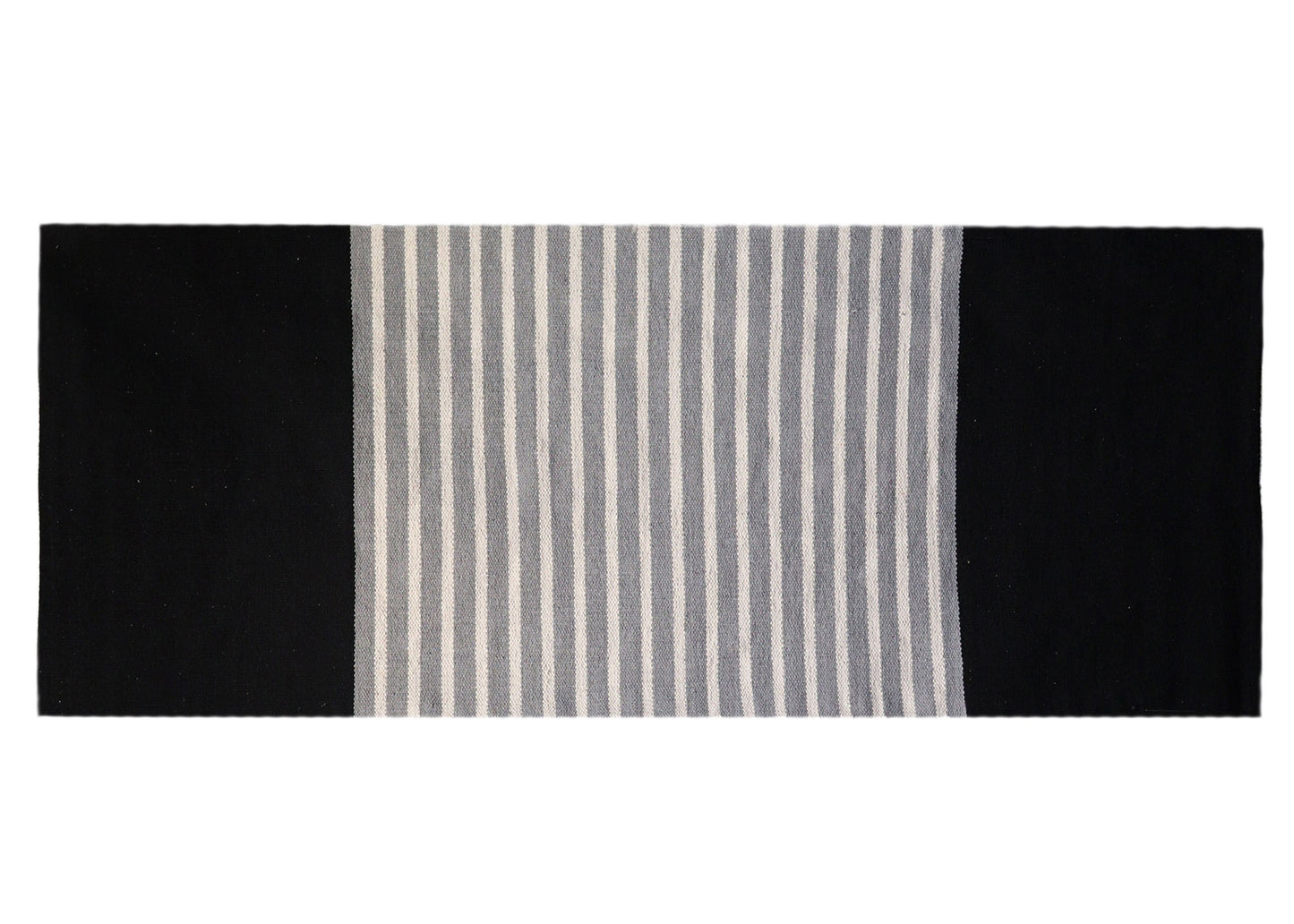 Indian Cotton Rug - 70x170cm - Black / Grey