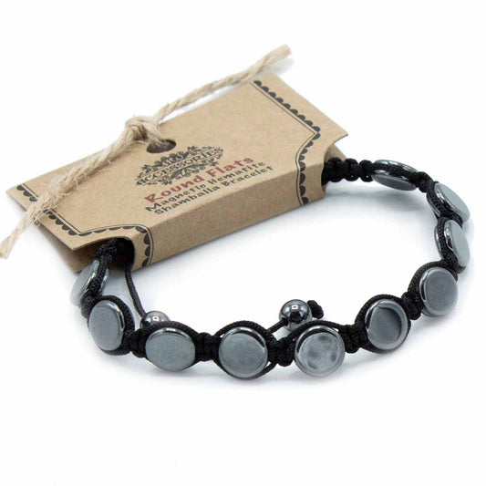 Magnetic Hematite Shamballa Bracelet -  Round Flats