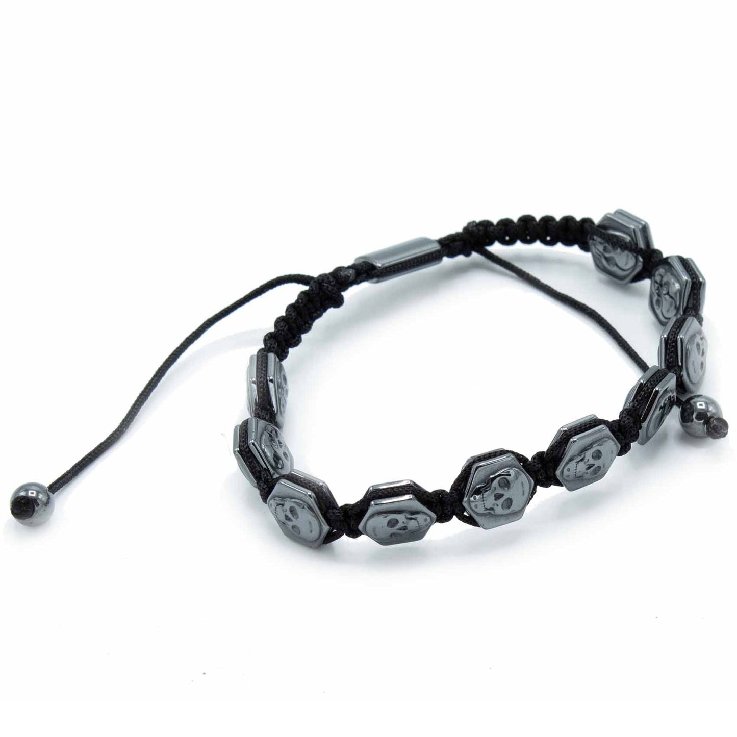 Magnetic Hematite Shamballa Bracelet -  Hexagon Skulls