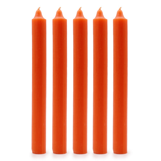 Solid Colour Dinner Candles - Rustic Orange - Pack of 5