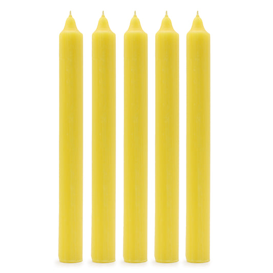 Solid Colour Dinner Candles - Rustic Lemon - Pack of 5