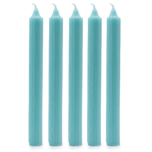 Solid Colour Dinner Candles - Rustic Aqua - Pack of 5