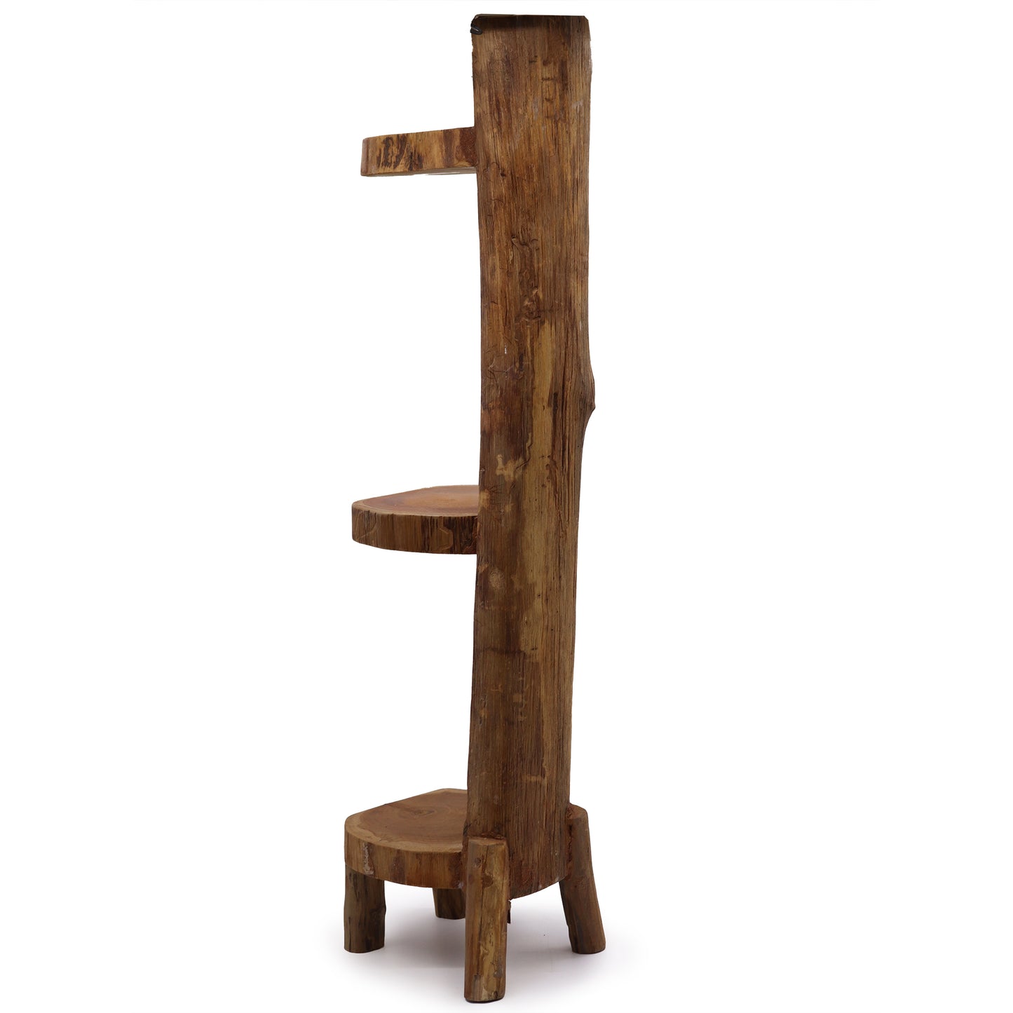 Natural Teak Log Shelve Display 3 Shelves  100cm high