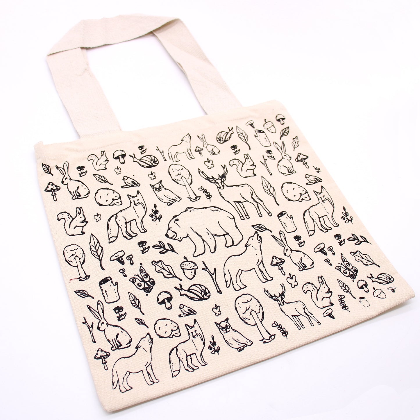 Big Cotton Shopping Bag - 38x42cm - Forest Life - 10oz