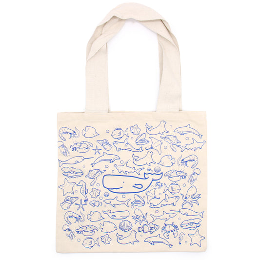 Big Cotton Shopping Bag - 38x42cm - Sea Life - 10oz