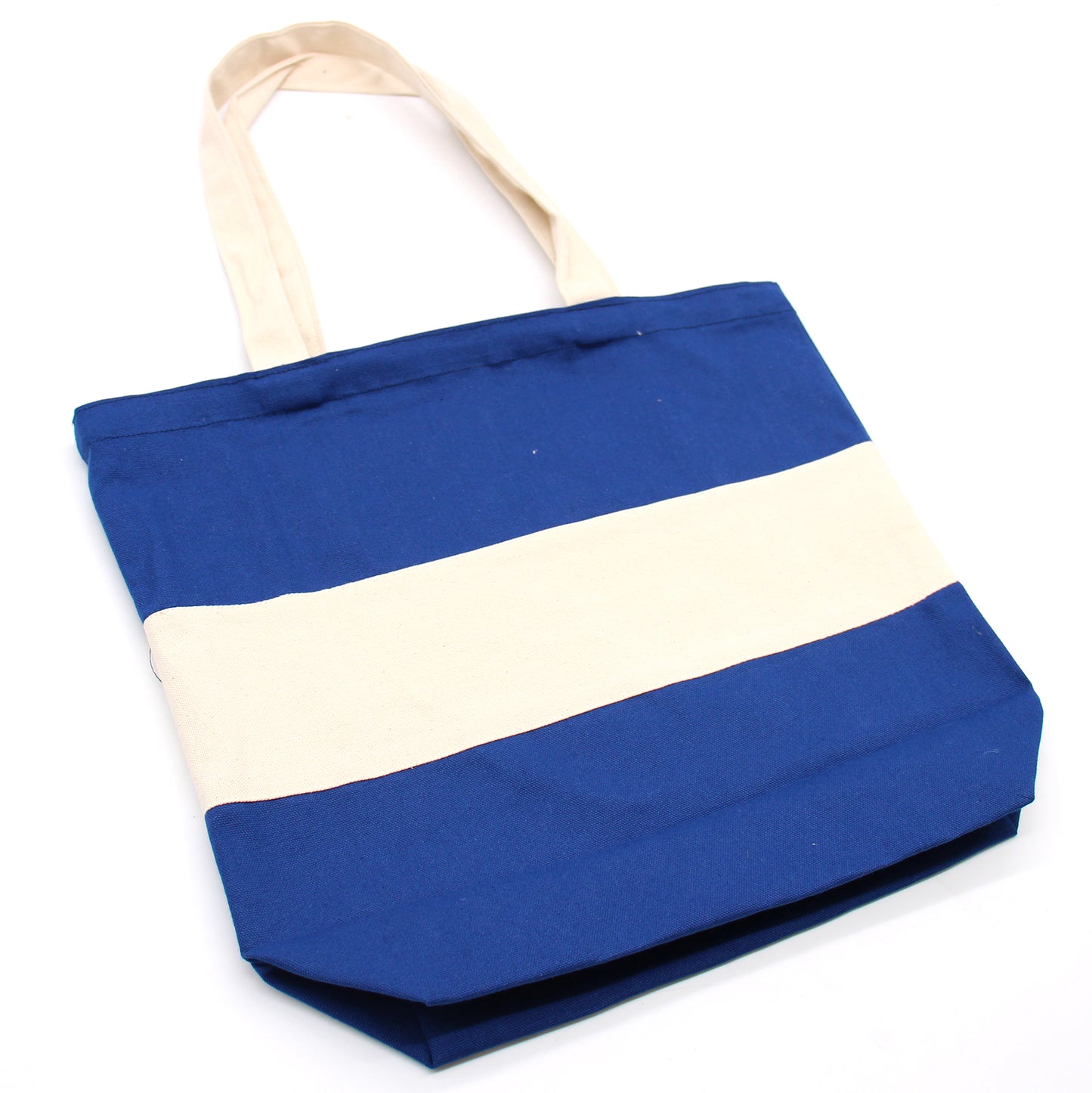 Two Tone Cotton Bag - 38x42x12cm - Blue & Natural - 10oz