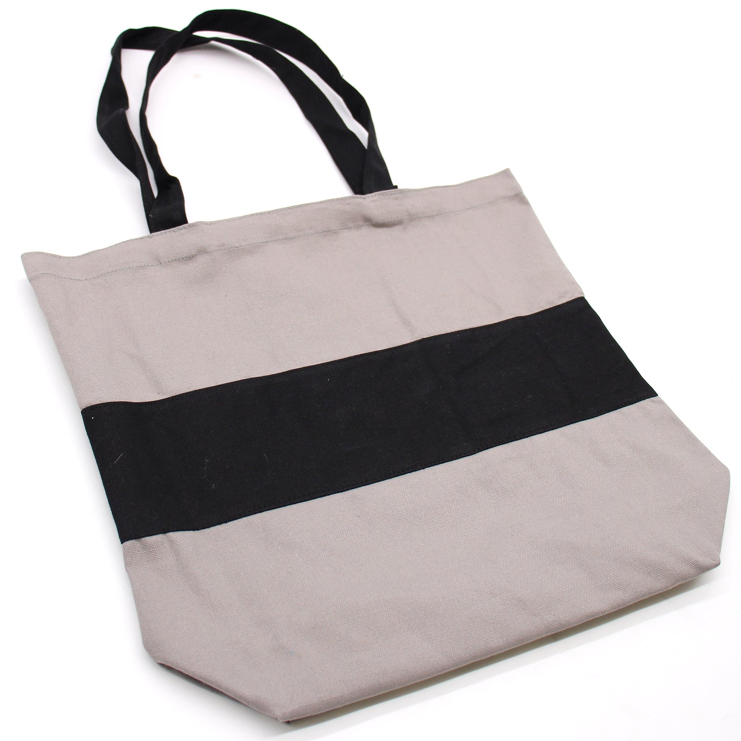 Two Tone Cotton Bag - 38x42x12cm - Grey & Black - 10oz