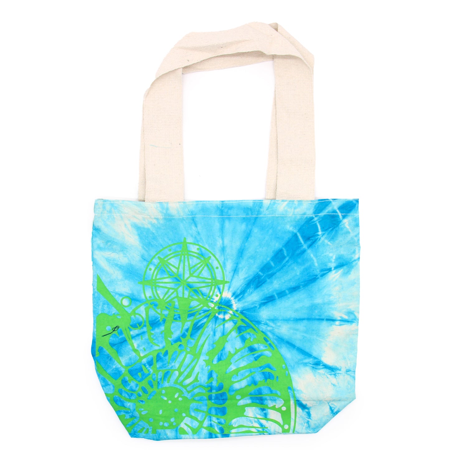 Tye-Dye Cotton Bag (6oz) - 38x42x12cm - Sea Shell - Blue/Green - Green Handle