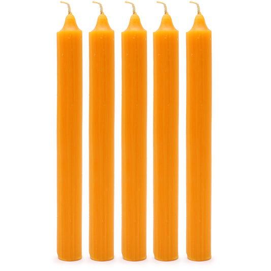 Solid Colour Dinner Candles - Rustic Mango - Pack of 5