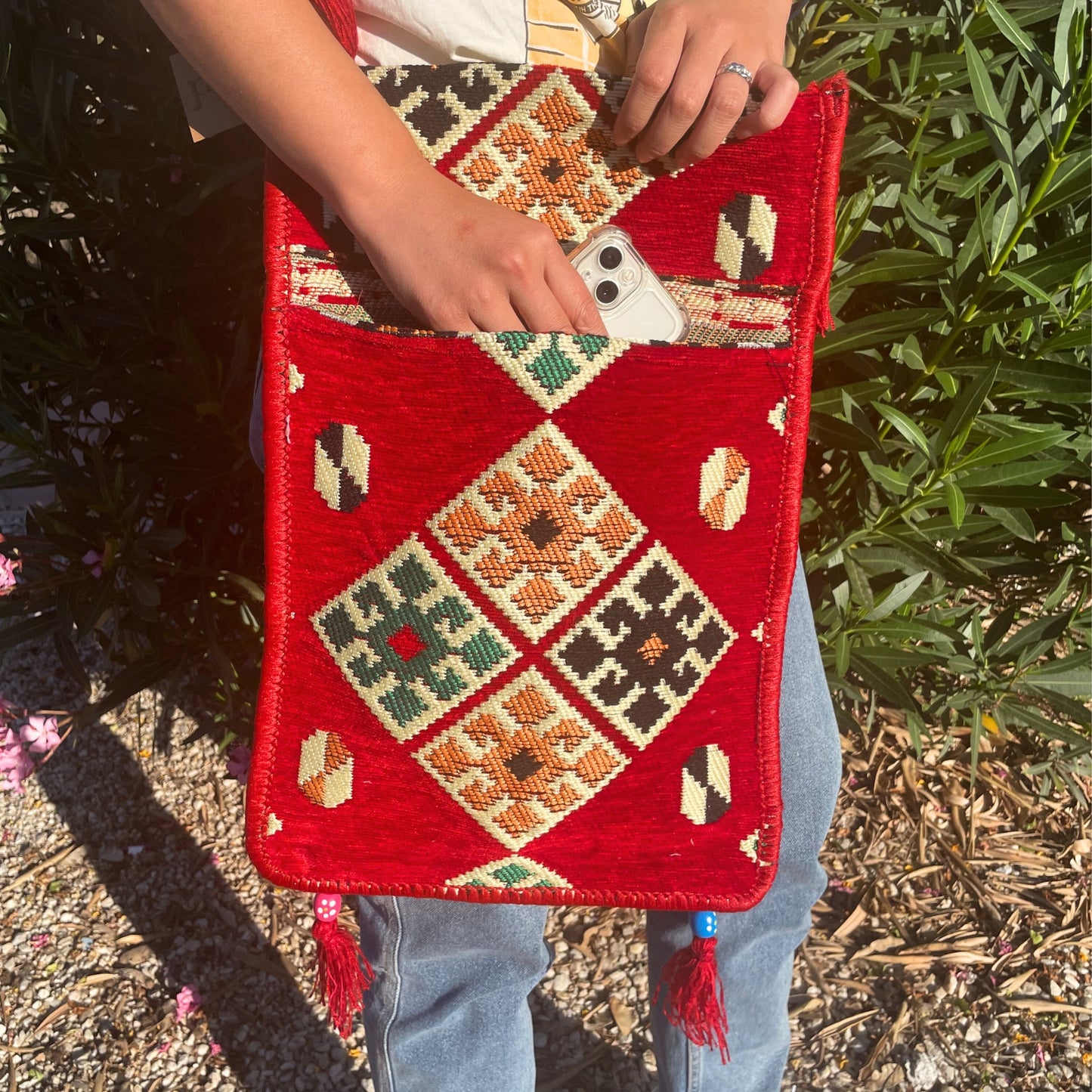 Red Kilim Messenger Festival Bag