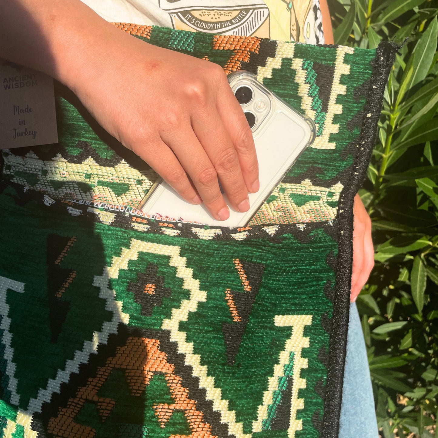 Emerald Green Kilim Messenger Festival Bag