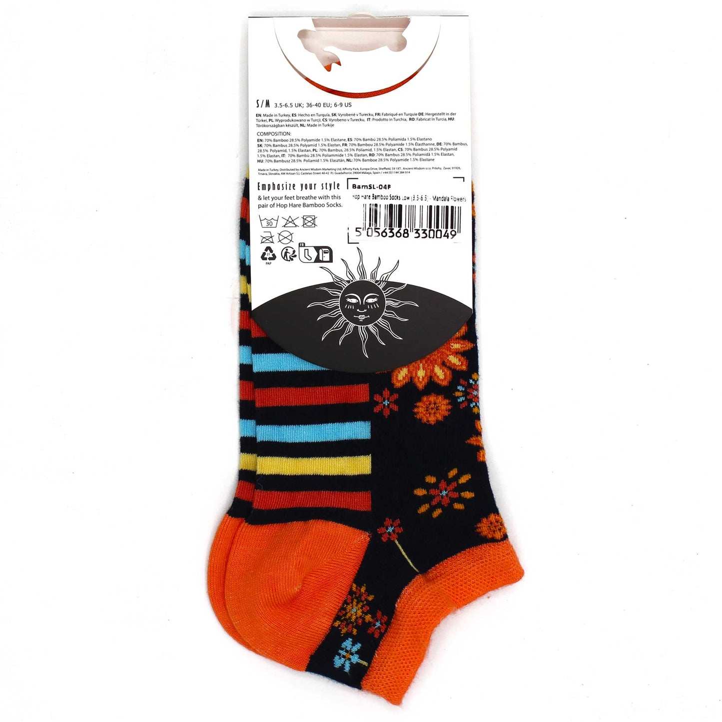 S/M Hop Hare Bamboo Socks Low (3.5-6.5) - Mandala Flowers