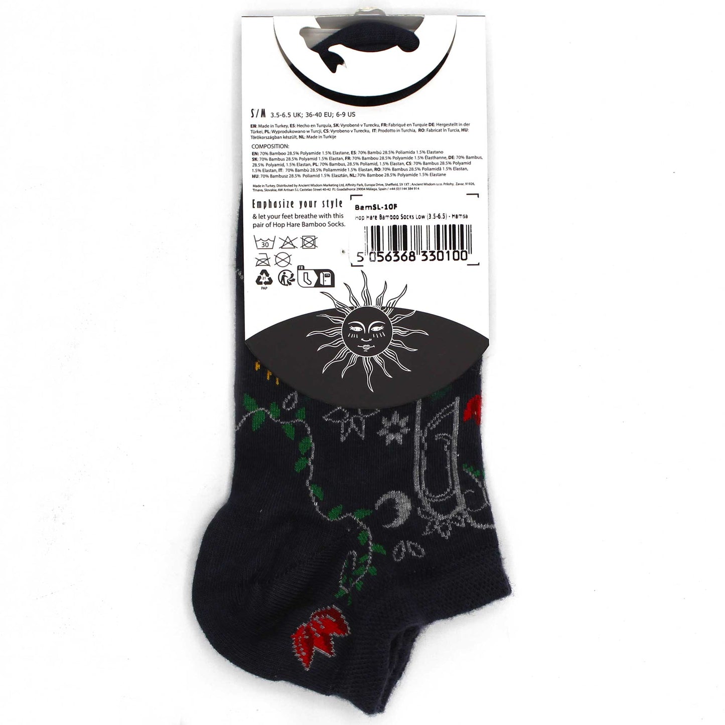 M/L Hop Hare Bamboo Socks Low (7.5-11.5) - Hamsa